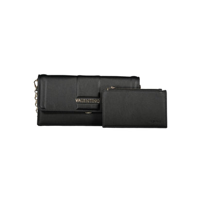 Mario Valentino Black Smooth Leather Handbag with Chain Strap