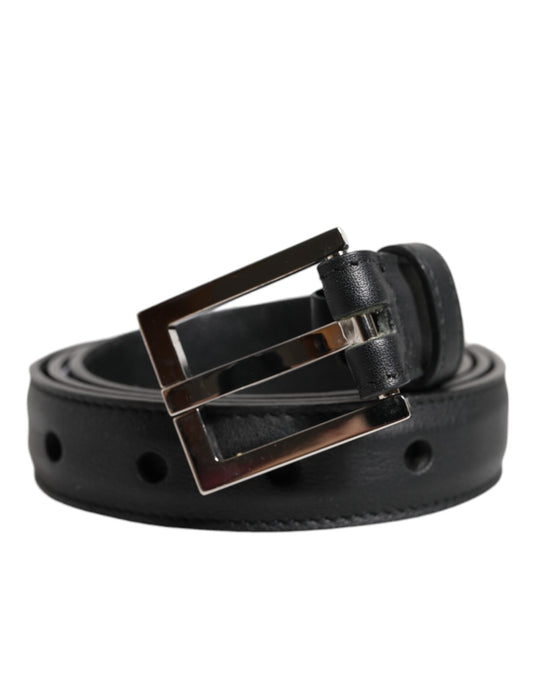 Dolce & Gabbana Black Calfskin Leather Buckle Belt
