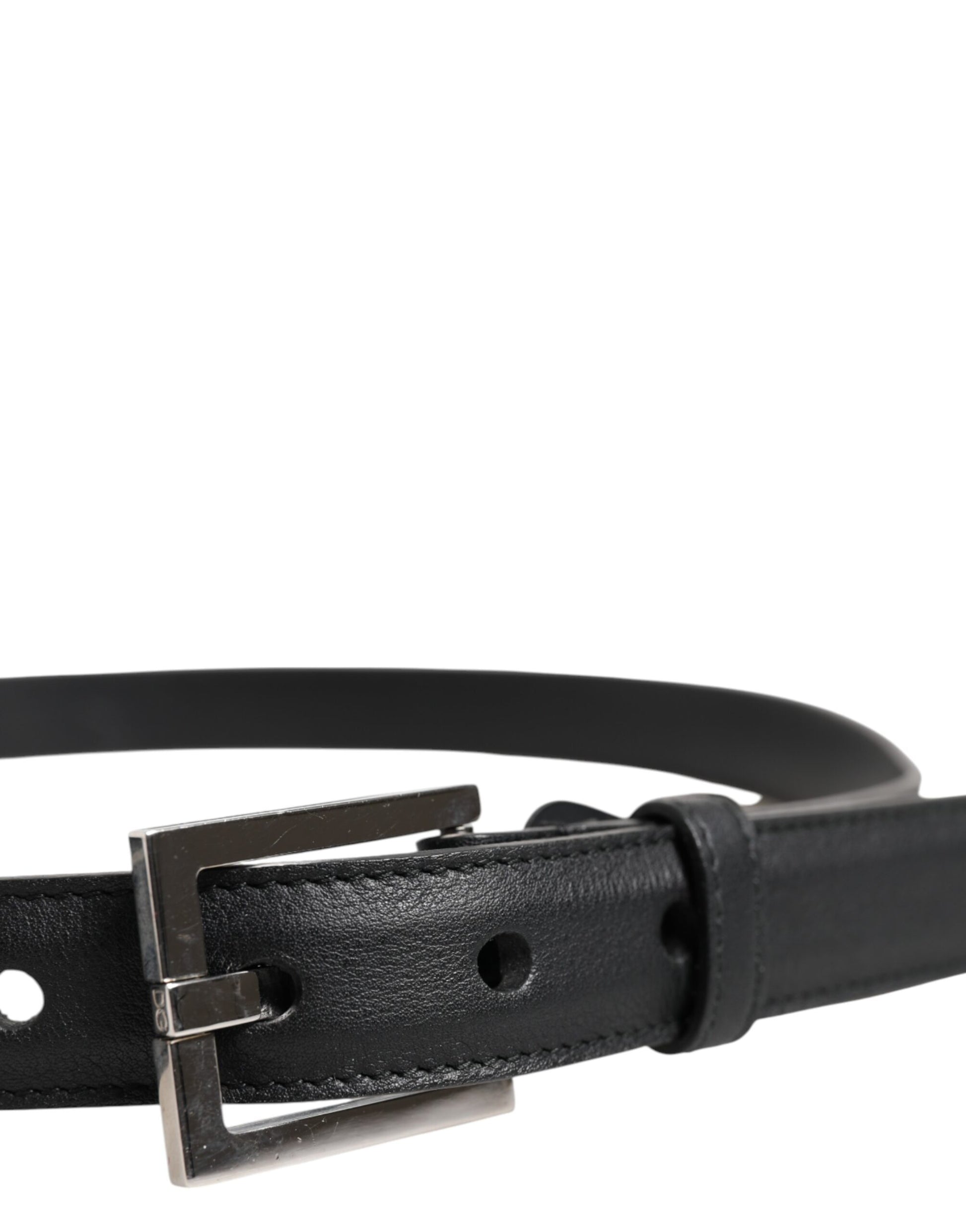 Dolce & Gabbana Black Calfskin Leather Buckle Belt