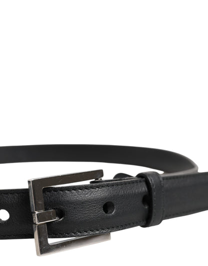 Dolce & Gabbana Black Calfskin Leather Buckle Belt