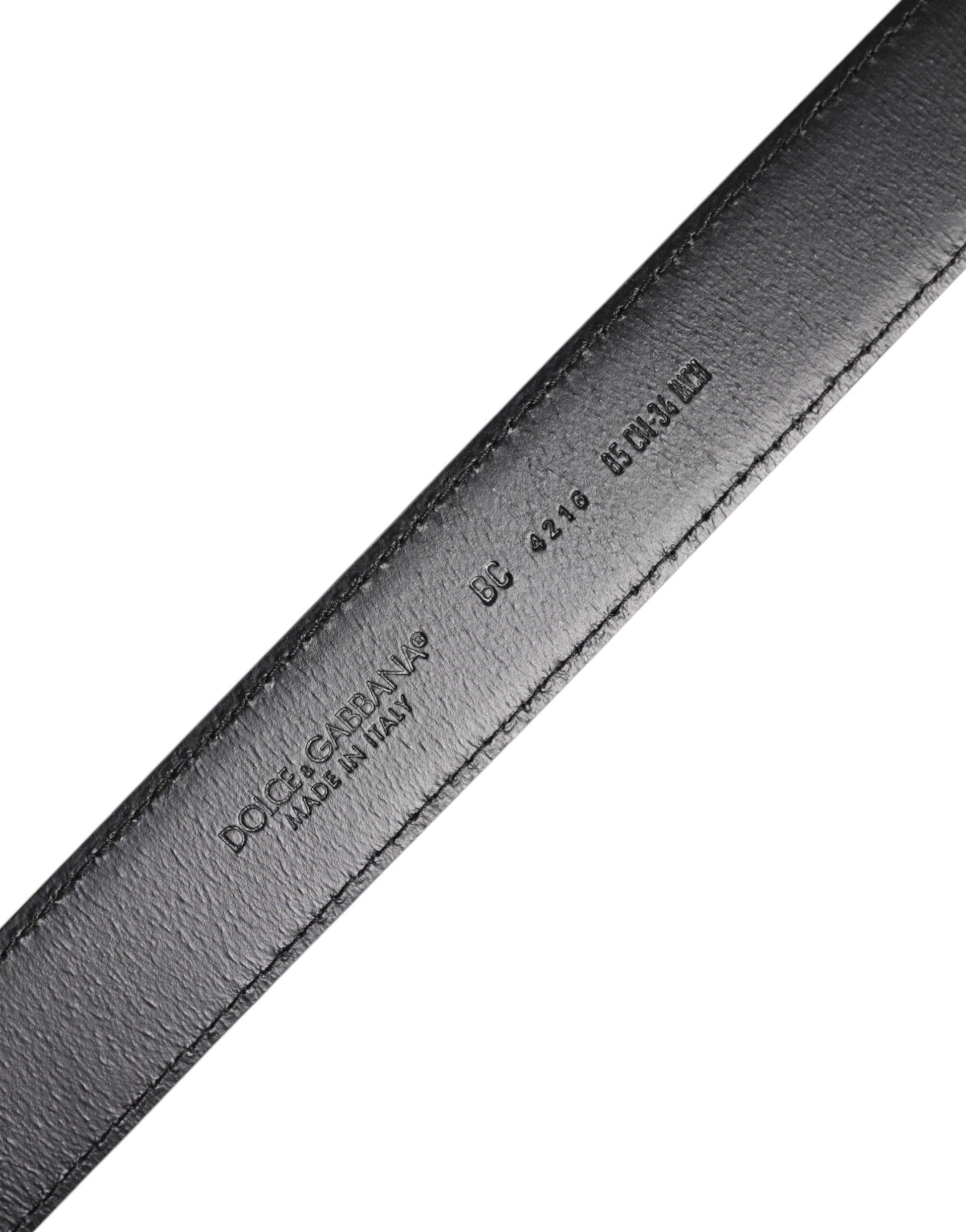 Dolce & Gabbana Brown Classic Calf Leather Belt with Silver Buckle