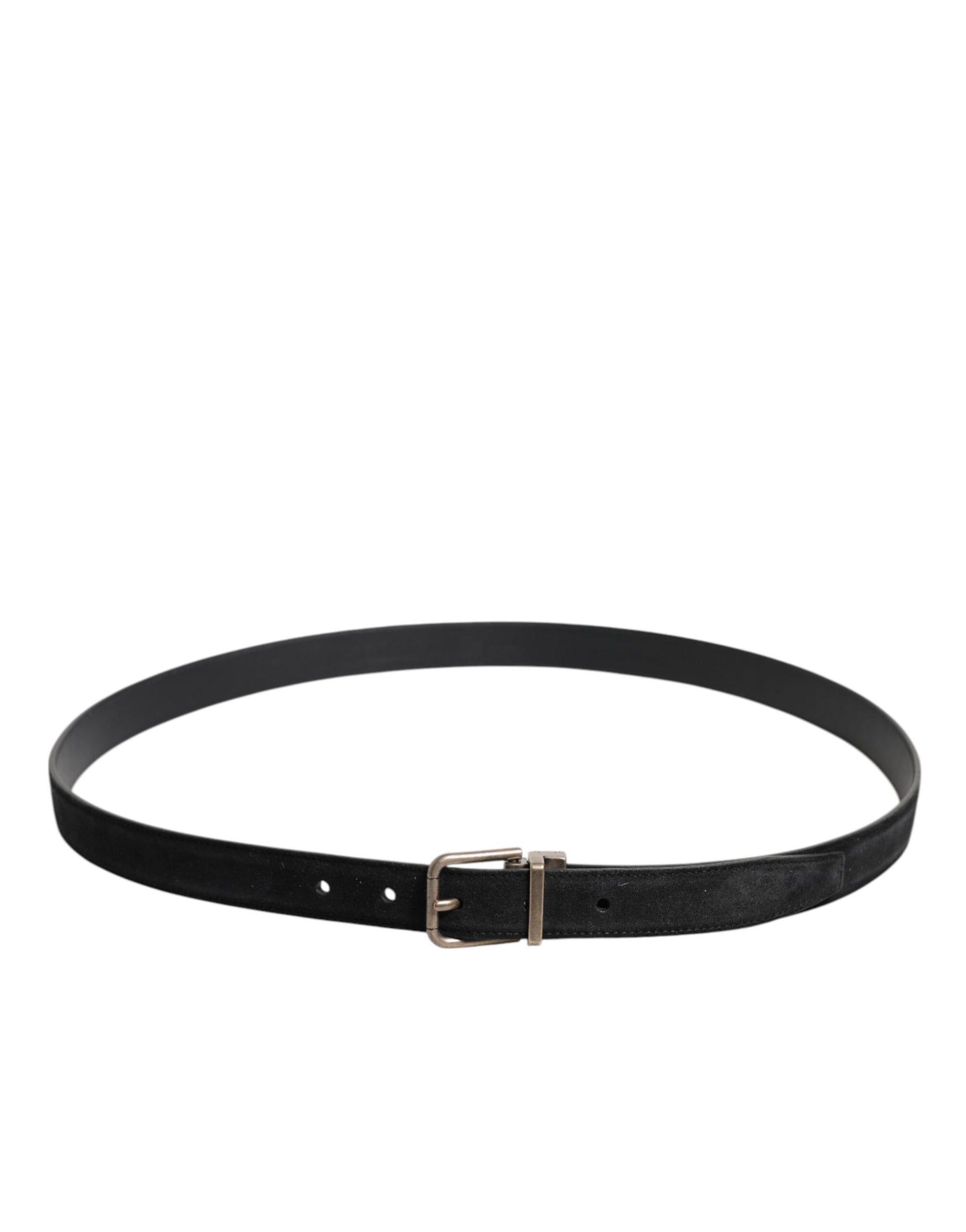 Dolce & Gabbana Black Calf Leather Metal Buckle Belt
