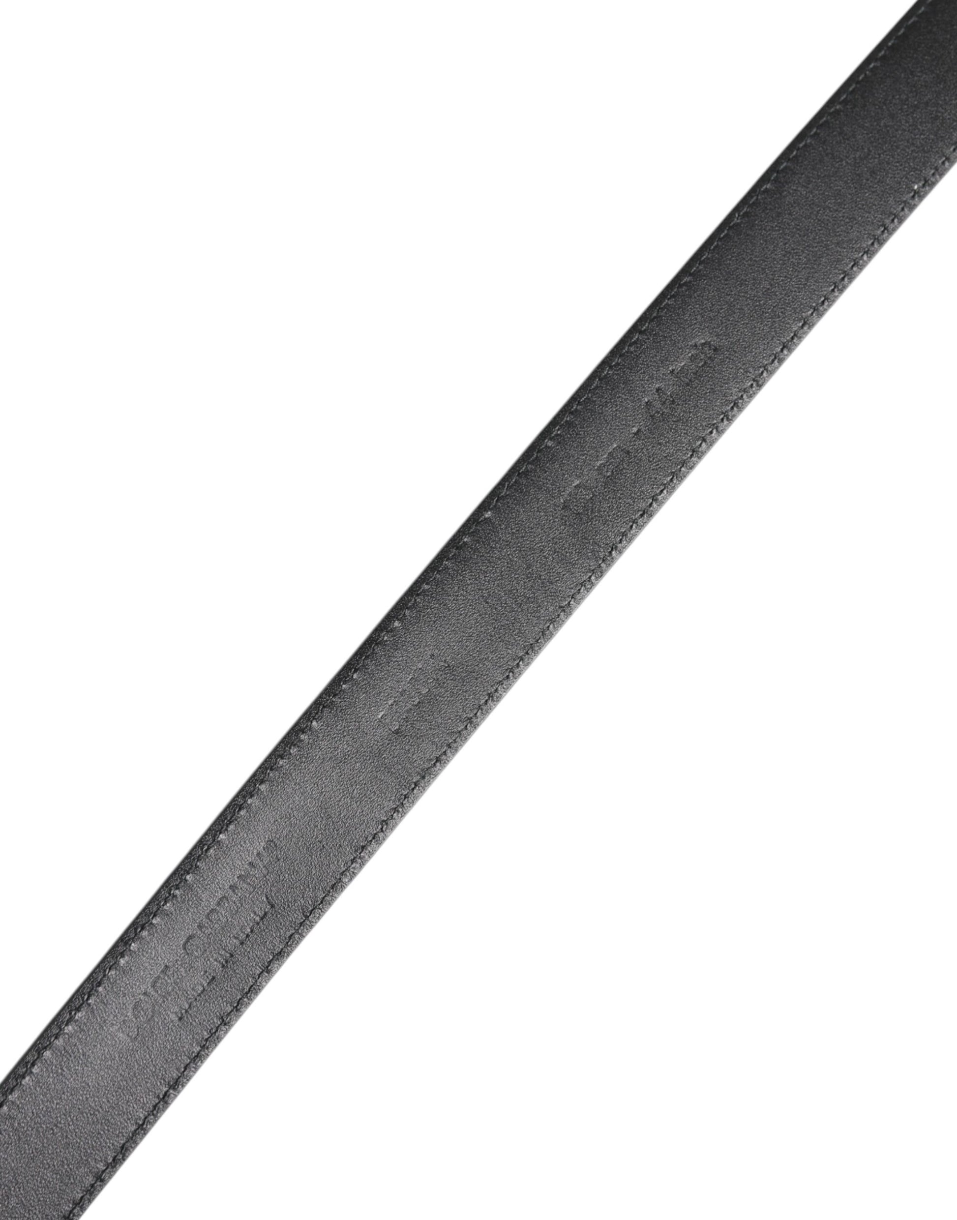 Dolce & Gabbana Black Calf Leather Metal Buckle Belt