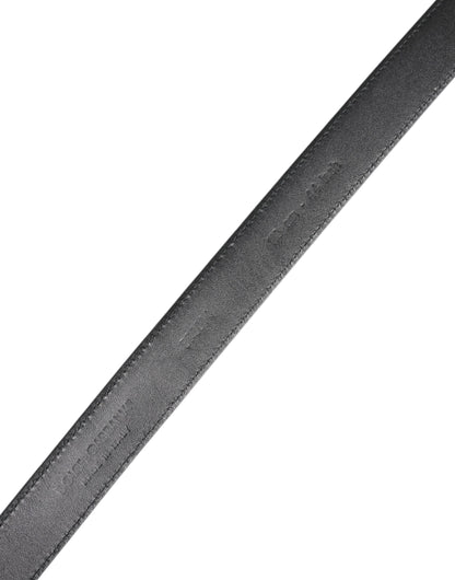 Dolce & Gabbana Black Calf Leather Metal Buckle Belt