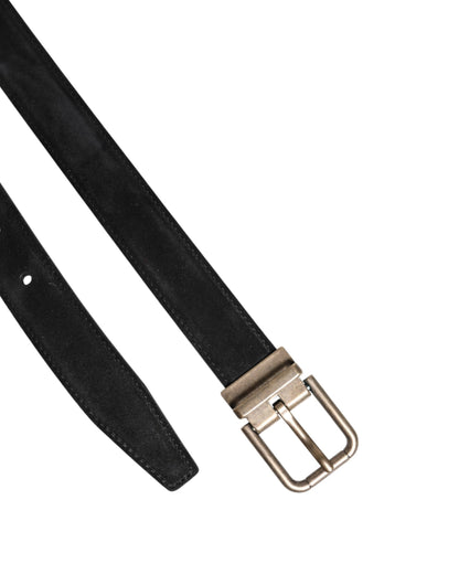 Dolce & Gabbana Black Calf Leather Metal Buckle Belt