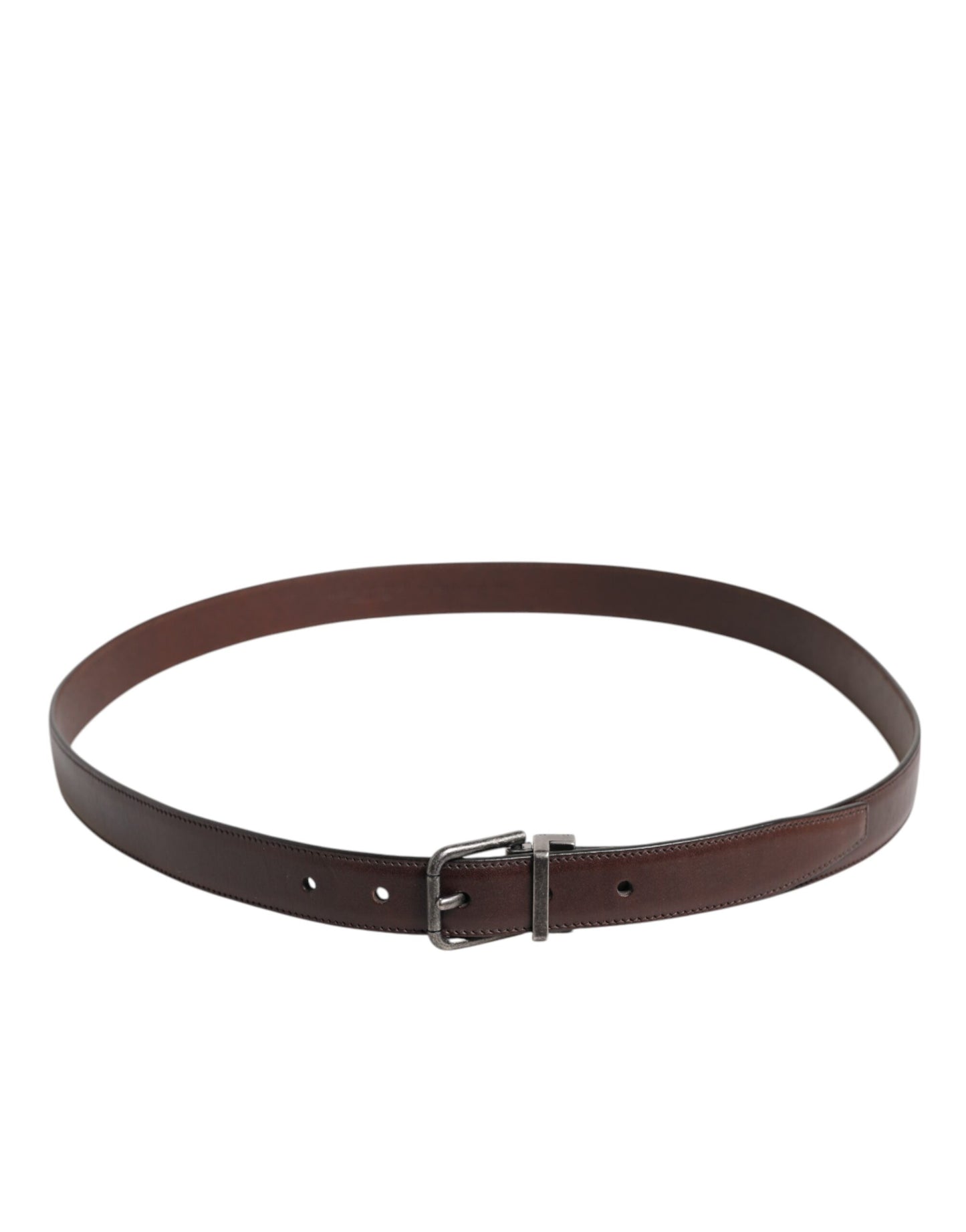 Dolce & Gabbana Brown Calf Leather Metal Buckle Belt