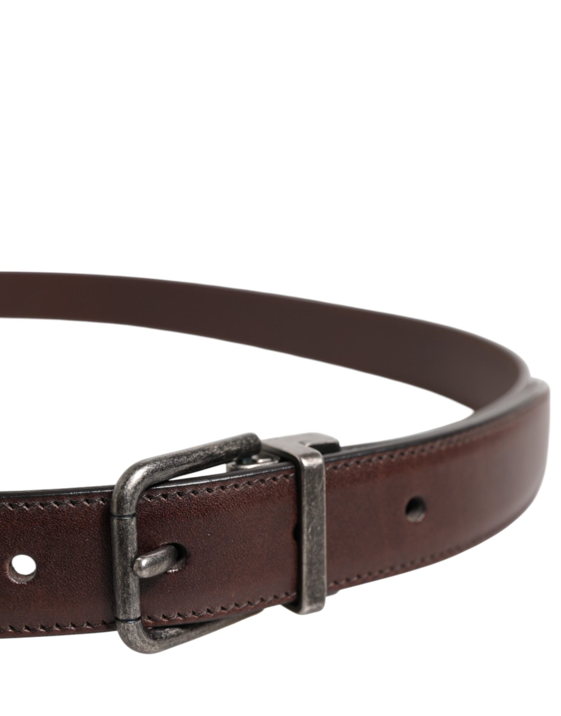 Dolce & Gabbana Brown Calf Leather Metal Buckle Belt