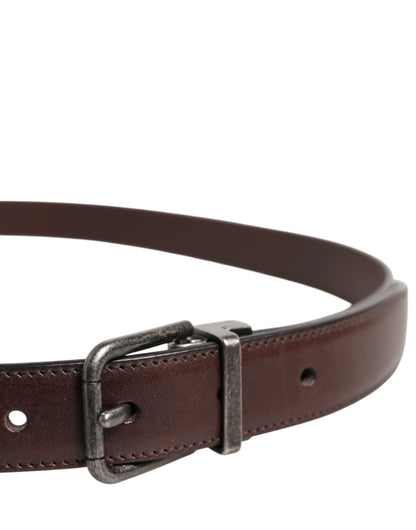 Dolce & Gabbana Brown Calf Leather Metal Buckle Belt