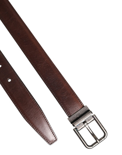 Dolce & Gabbana Brown Calf Leather Metal Buckle Belt