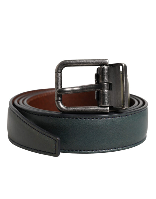 Dolce & Gabbana Green Classic Leather Buckle Belt