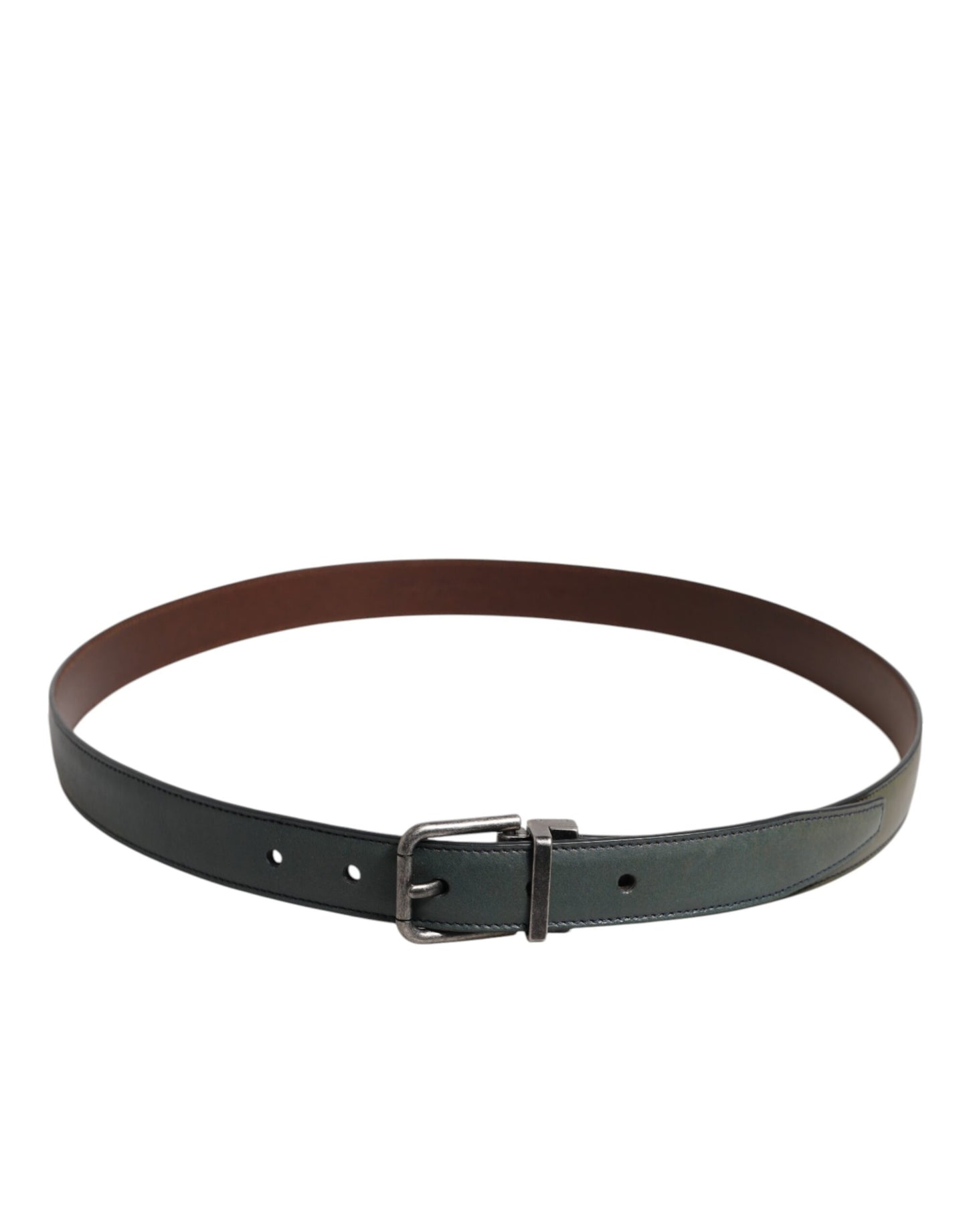 Dolce & Gabbana Green Classic Leather Buckle Belt