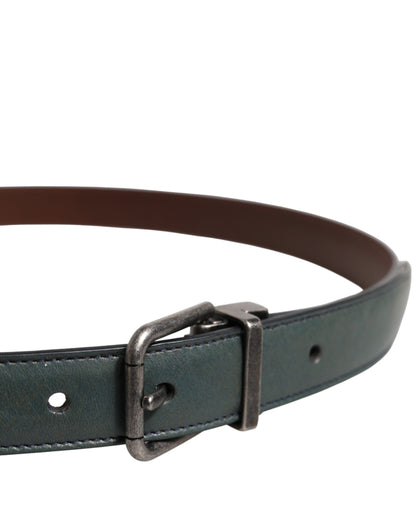 Dolce & Gabbana Green Classic Leather Buckle Belt