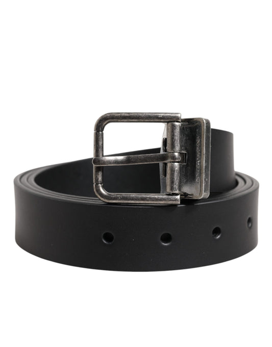 Dolce & Gabbana Black Classic Leather Buckle Belt