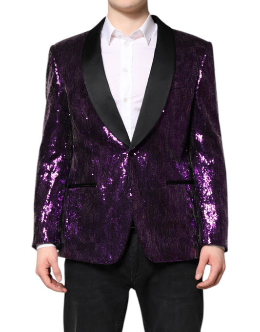 Dolce & Gabbana Purple SICILIA Sequin Embellished Coat Jacket