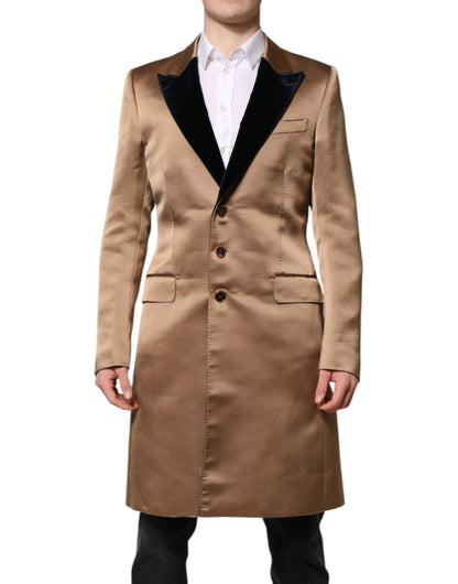 Dolce & Gabbana Brown Silk Trench Coat Jacket