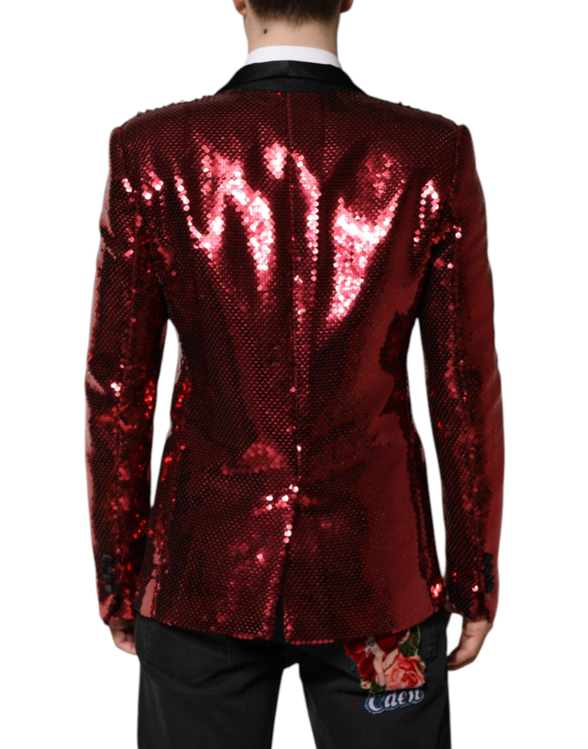 Dolce & Gabbana Red SICILIA Sequin Embellished Blazer Jacket