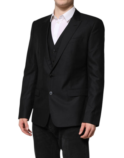 Dolce & Gabbana Black Single Breasted Suit with Vest