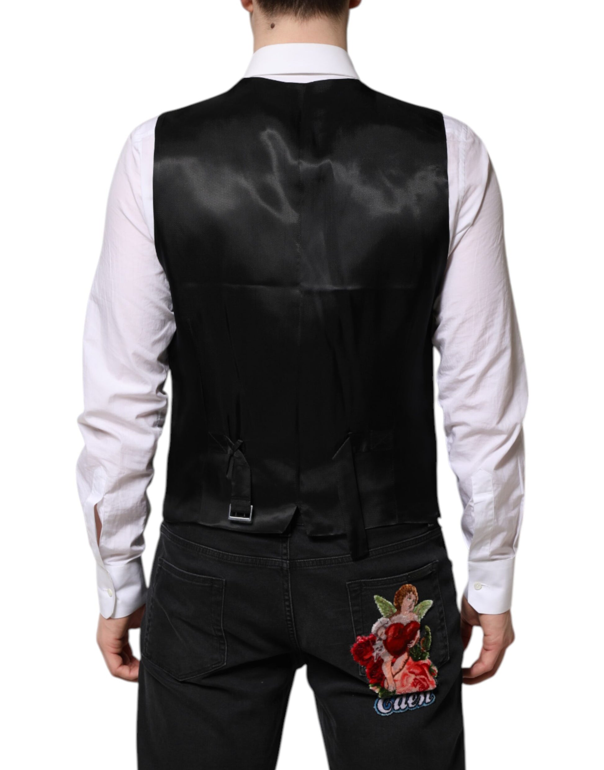 Dolce & Gabbana Black Single Breasted Suit with Vest