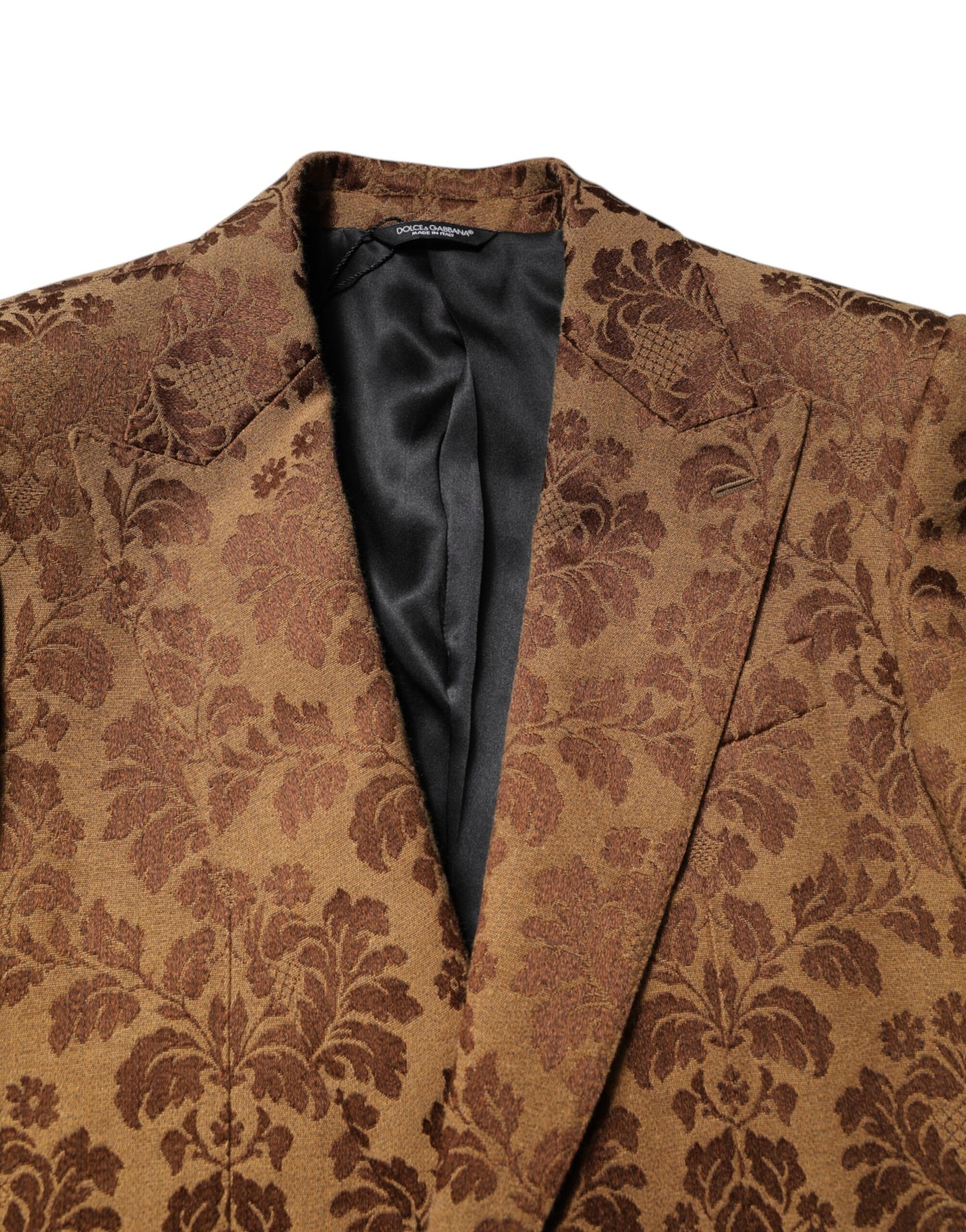 Dolce & Gabbana Brown Floral Jacquard Sicilia 2 Piece Suit