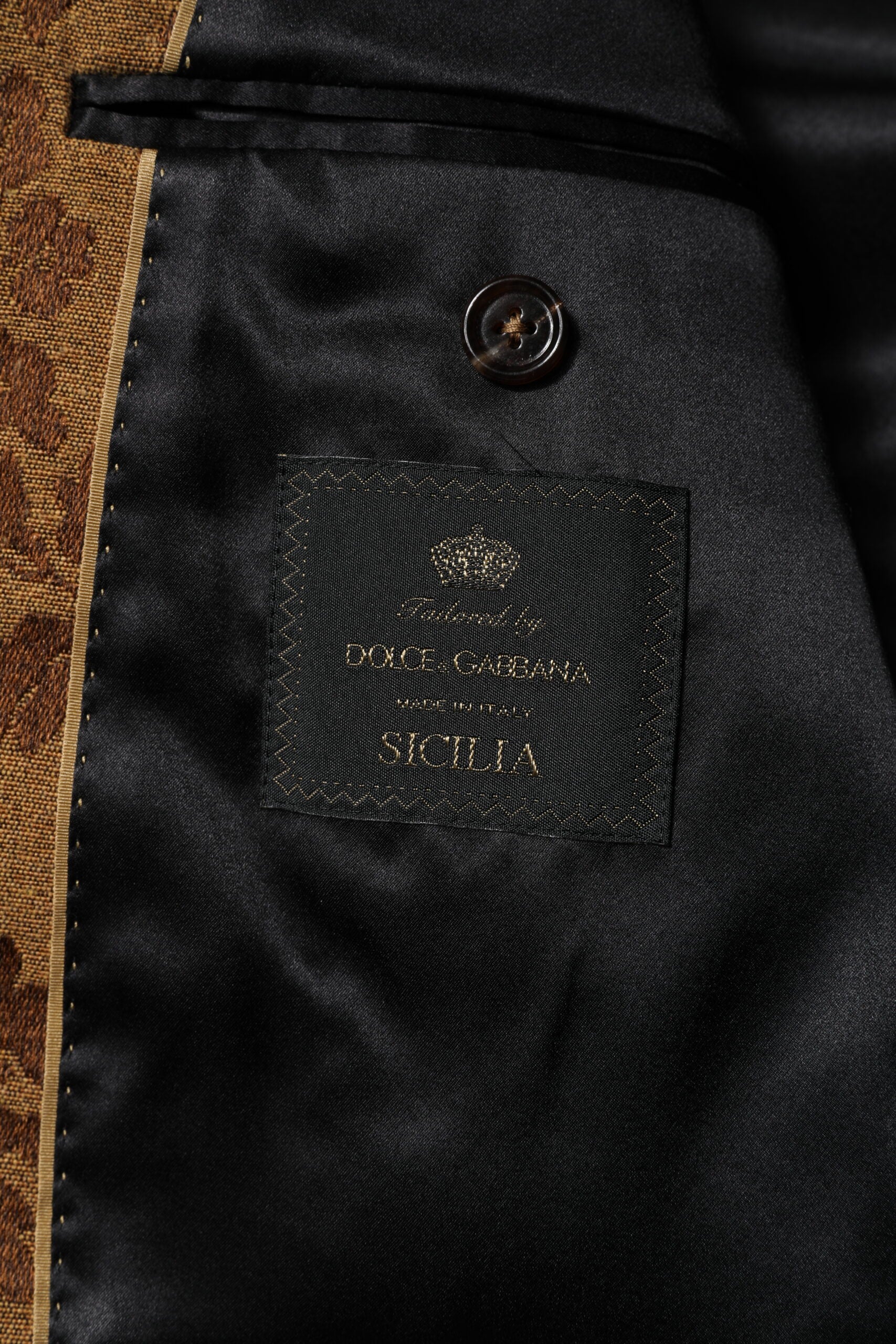 Dolce & Gabbana Brown Floral Jacquard Sicilia 2 Piece Suit