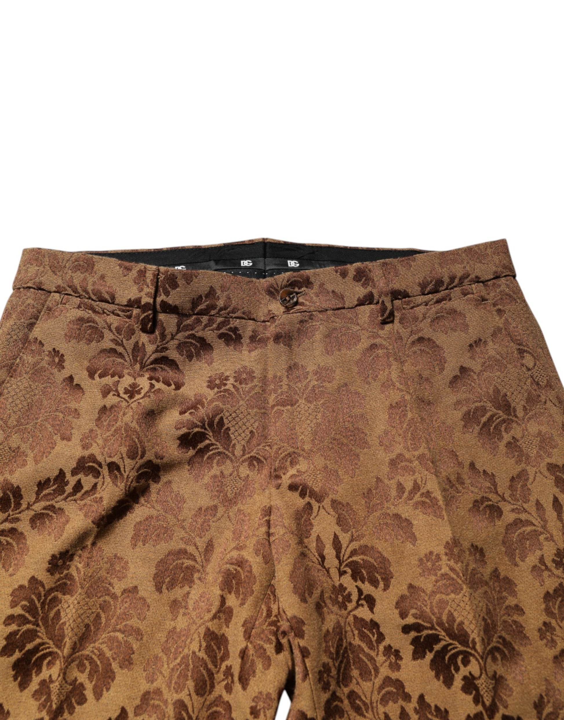 Dolce & Gabbana Brown Floral Jacquard Sicilia 2 Piece Suit
