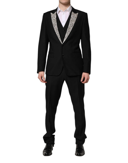 Dolce & Gabbana Black MARTINI Crystal Embellished 3-Piece Suit