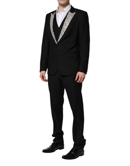 Dolce & Gabbana Black MARTINI Crystal Embellished 3-Piece Suit