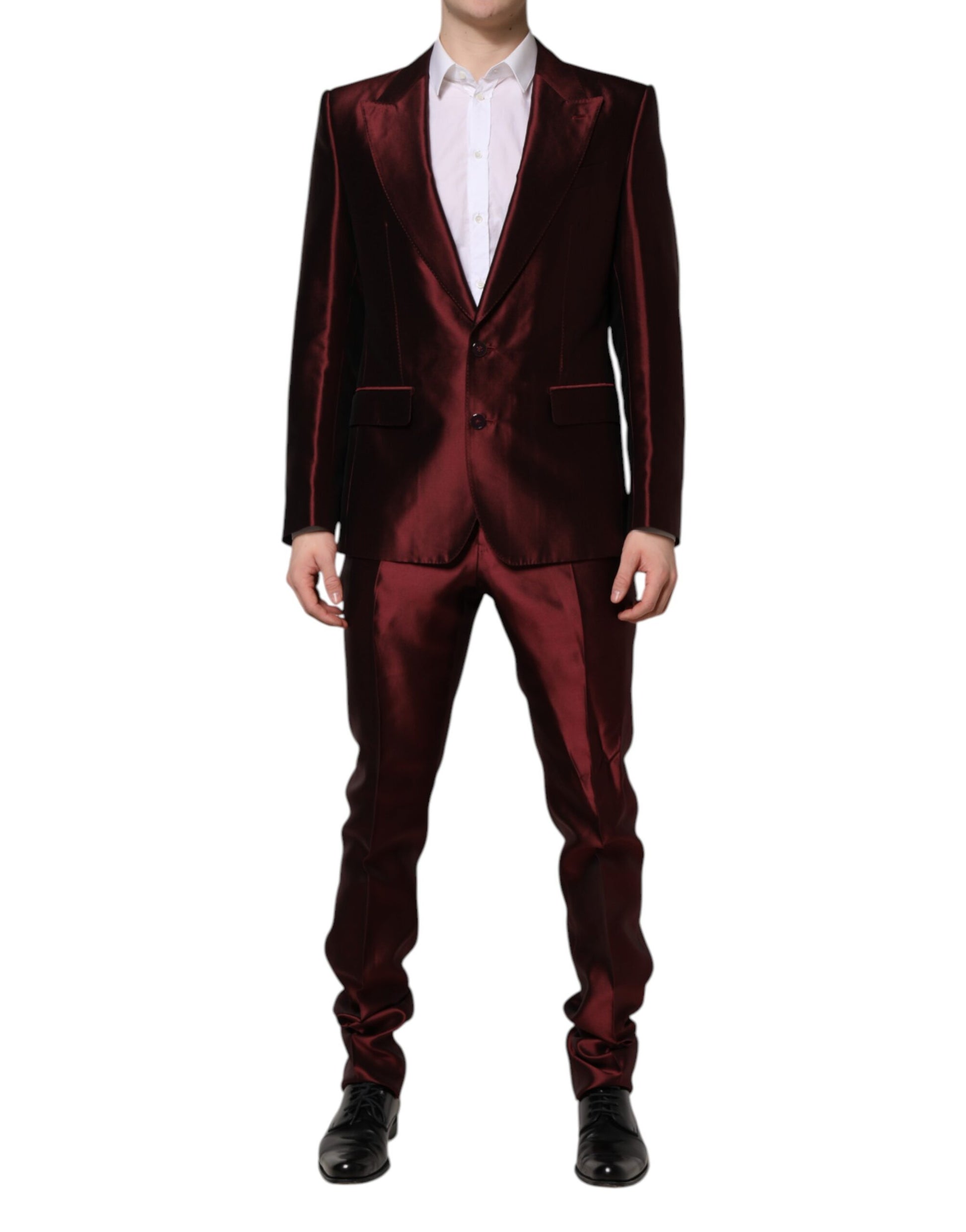Dolce & Gabbana Bordeaux Silk 2 Piece Suit
