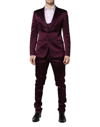 Dolce & Gabbana Dark Purple Silk 3-Piece Suit
