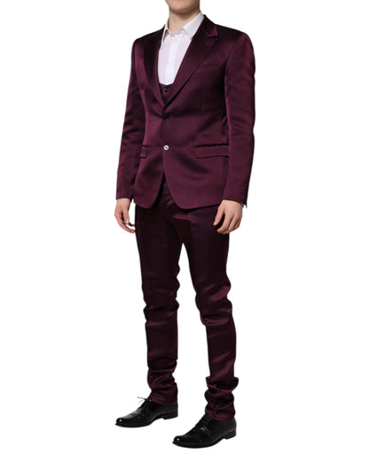 Dolce & Gabbana Dark Purple Silk 3-Piece Suit