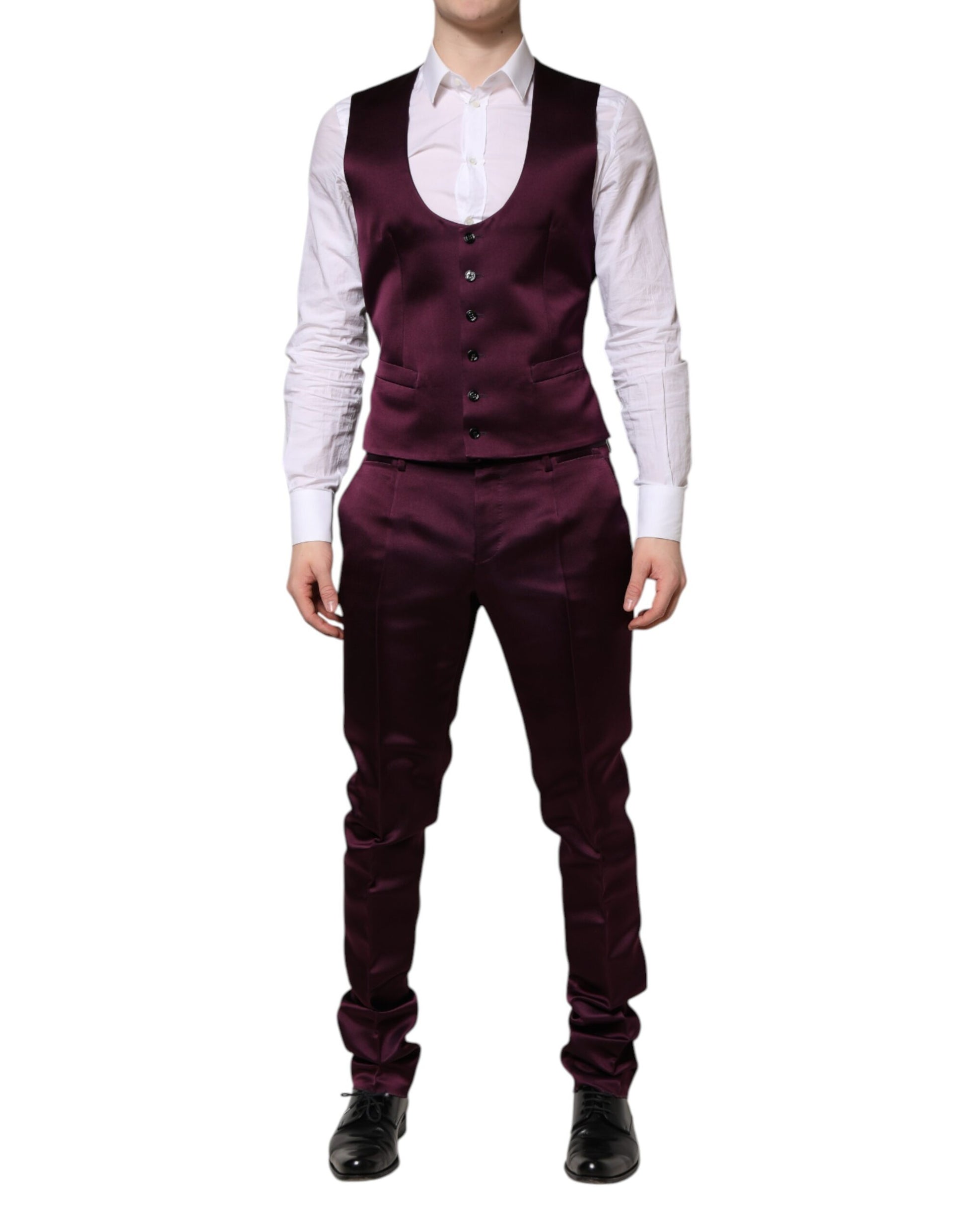 Dolce & Gabbana Dark Purple Silk 3-Piece Suit