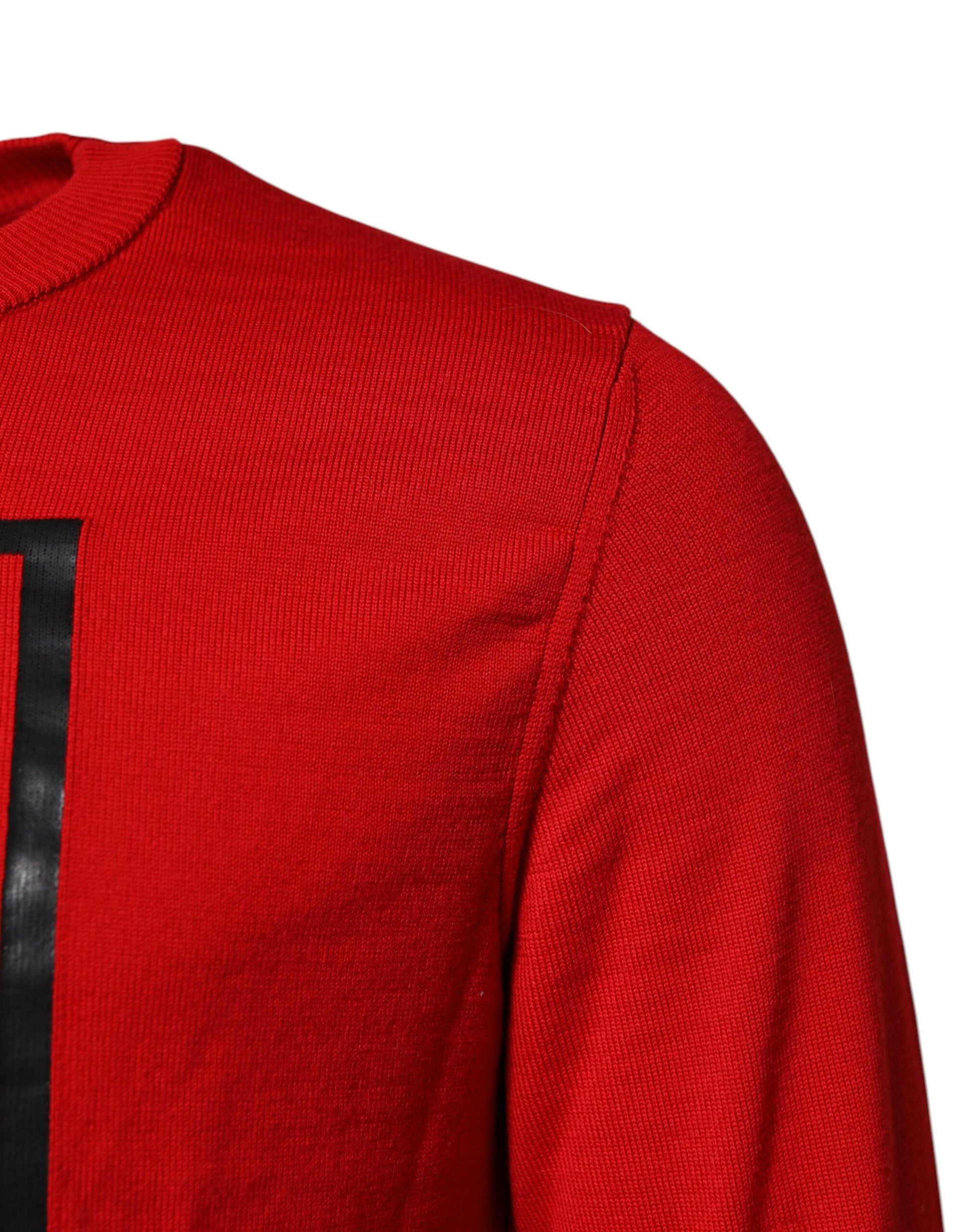 Dolce & Gabbana Red Eye Print Crew Neck Pullover Sweater
