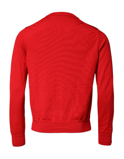 Dolce & Gabbana Red Eye Print Crew Neck Pullover Sweater