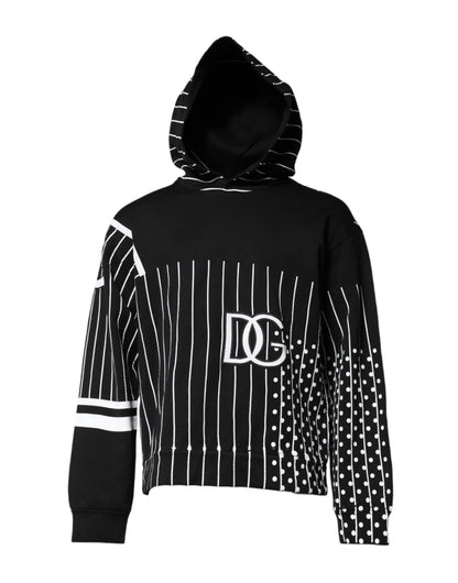 Dolce & Gabbana Black and White Stripe Hooded Sweatshirt