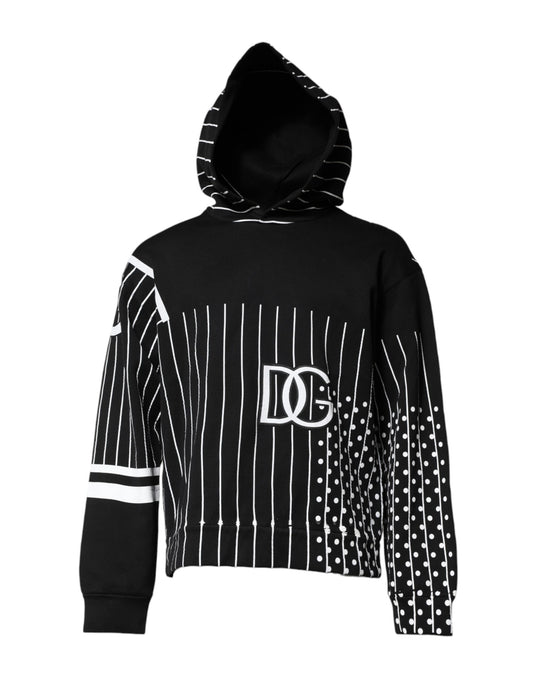 Dolce & Gabbana Black and White Stripe Hooded Sweatshirt
