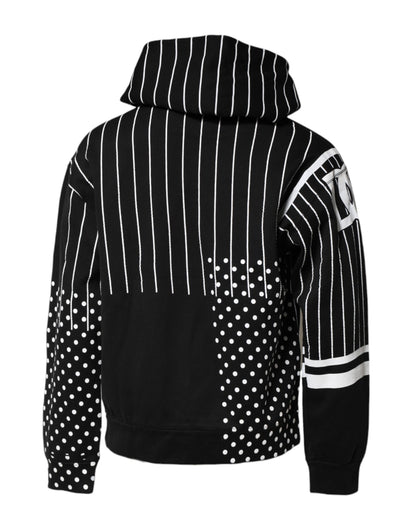 Dolce & Gabbana Black and White Stripe Hooded Sweatshirt