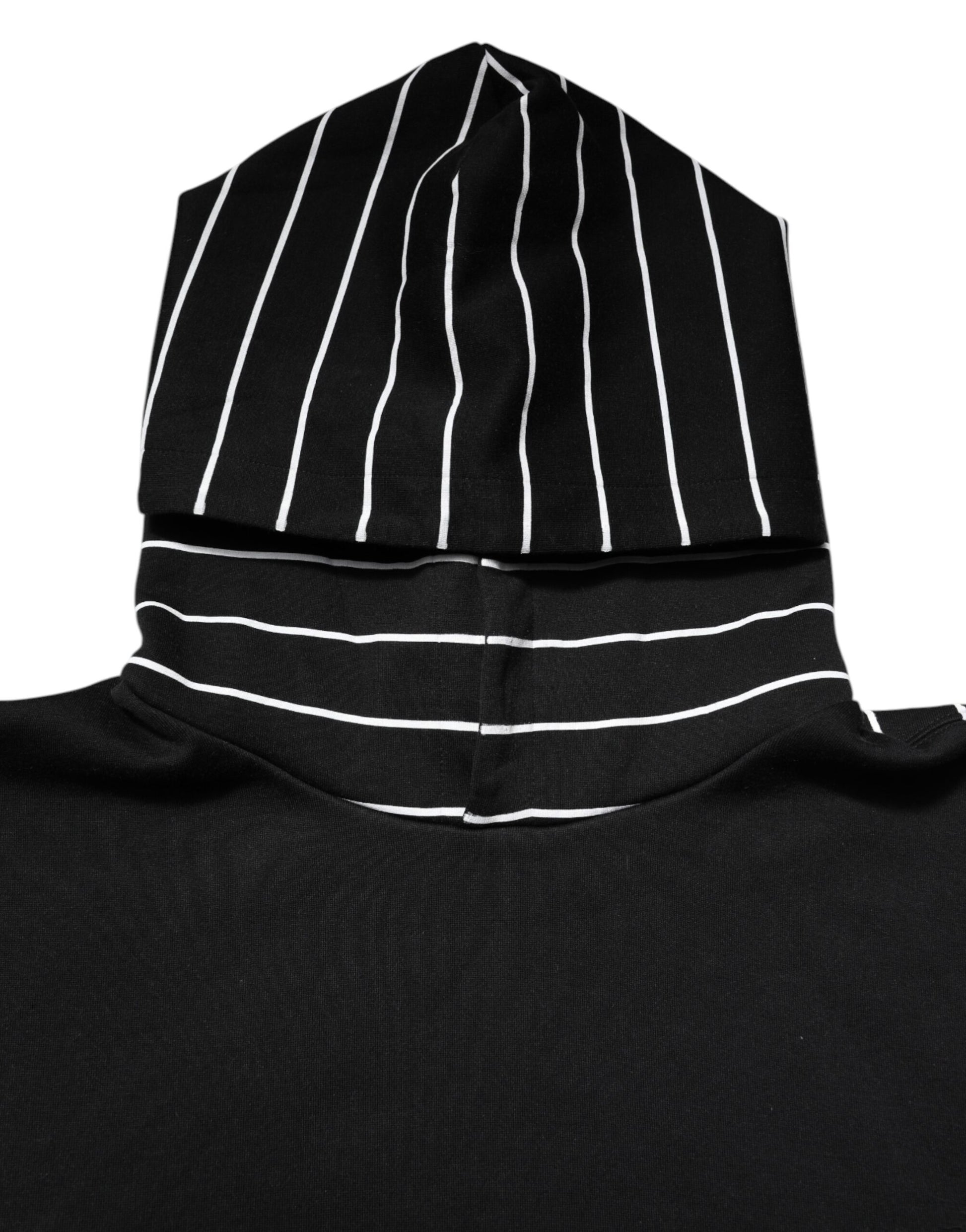 Dolce & Gabbana Black and White Stripe Hooded Sweatshirt
