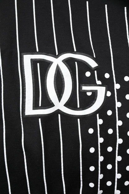 Dolce & Gabbana Black and White Stripe Hooded Sweatshirt