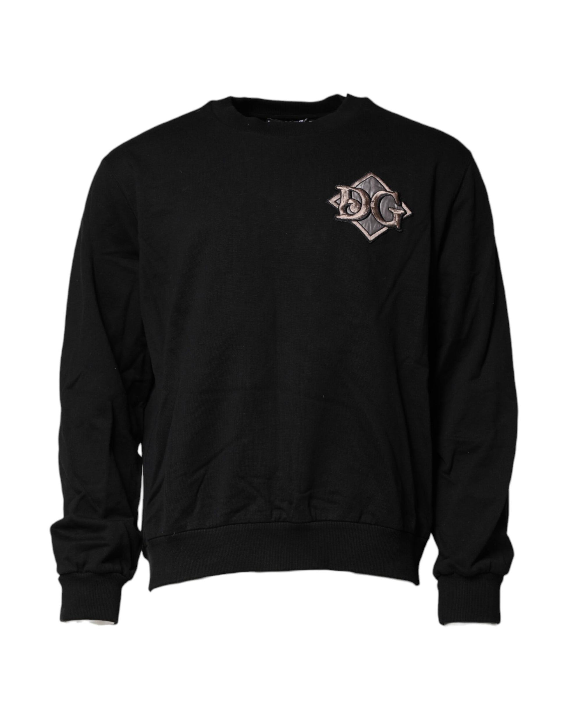 Dolce & Gabbana Black Logo Embroidery Crew Neck Sweater