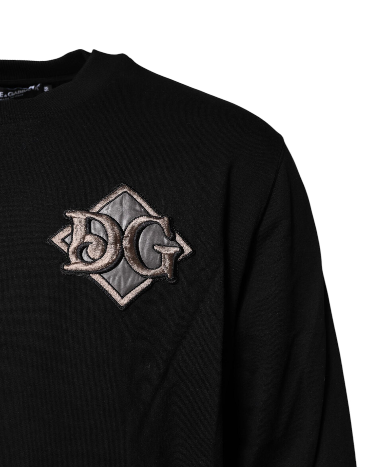 Dolce & Gabbana Black Logo Embroidery Crew Neck Sweater