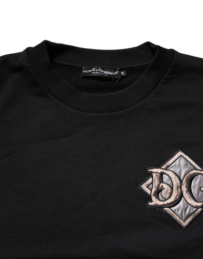 Dolce & Gabbana Black Logo Embroidery Crew Neck Sweater