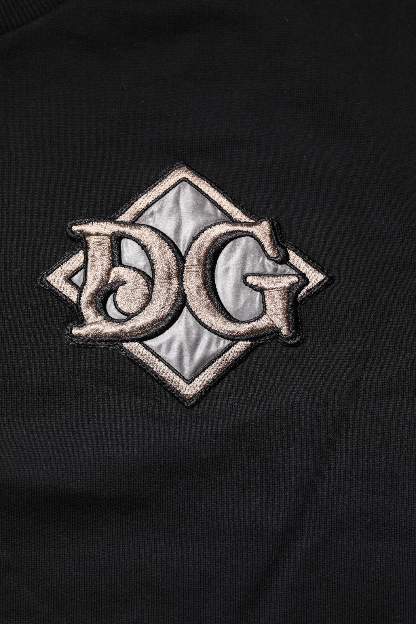 Dolce & Gabbana Black Logo Embroidery Crew Neck Sweater