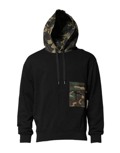 Dolce & Gabbana Black Camouflage Hooded Pullover Sweatshirt