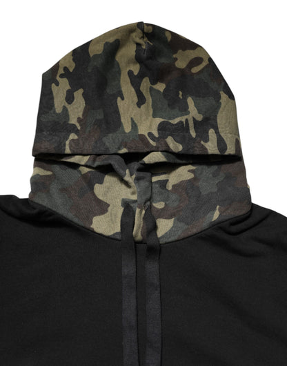 Dolce & Gabbana Black Camouflage Hooded Pullover Sweatshirt