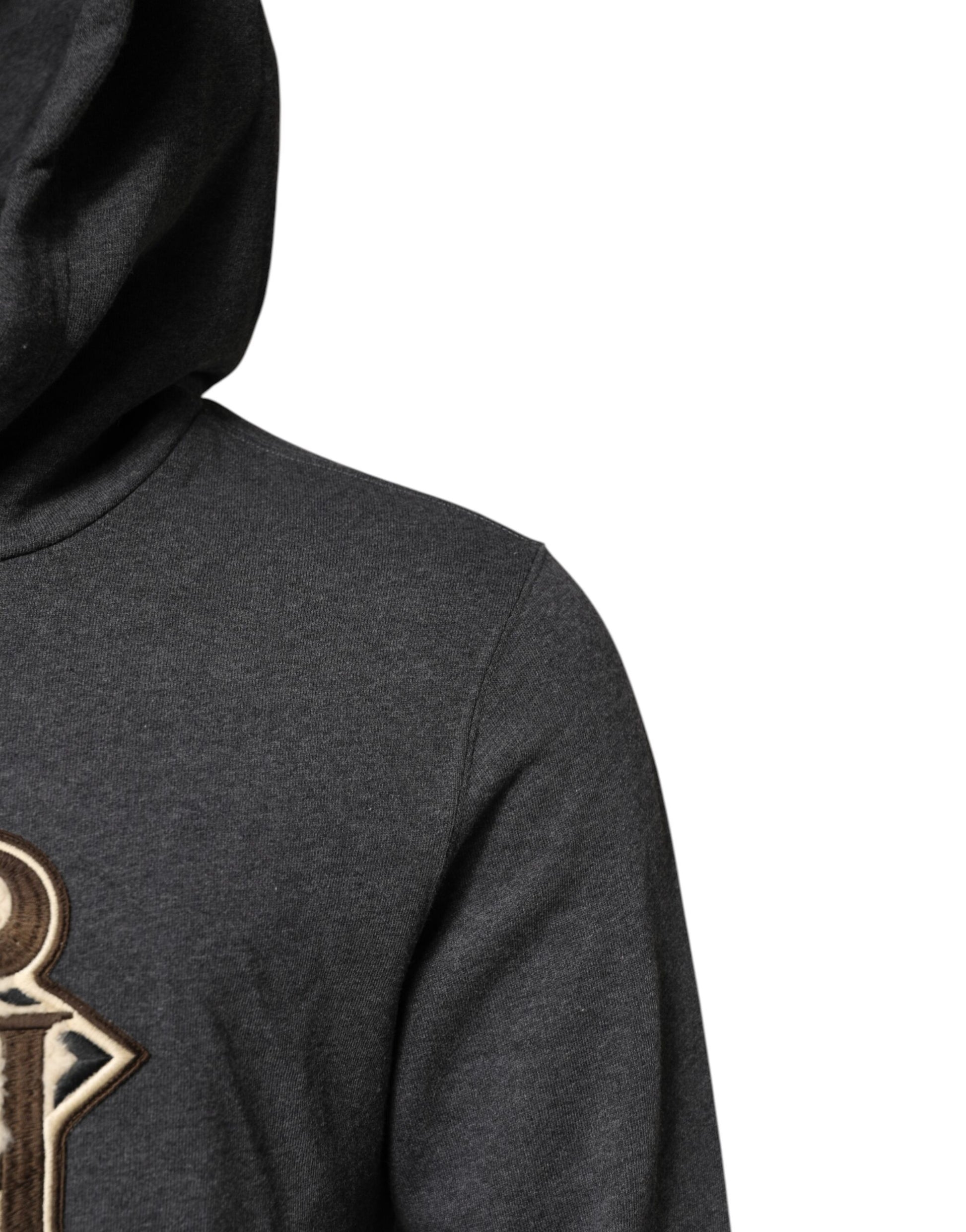 Dolce & Gabbana Gray Logo Patch Hooded Sweatshirt