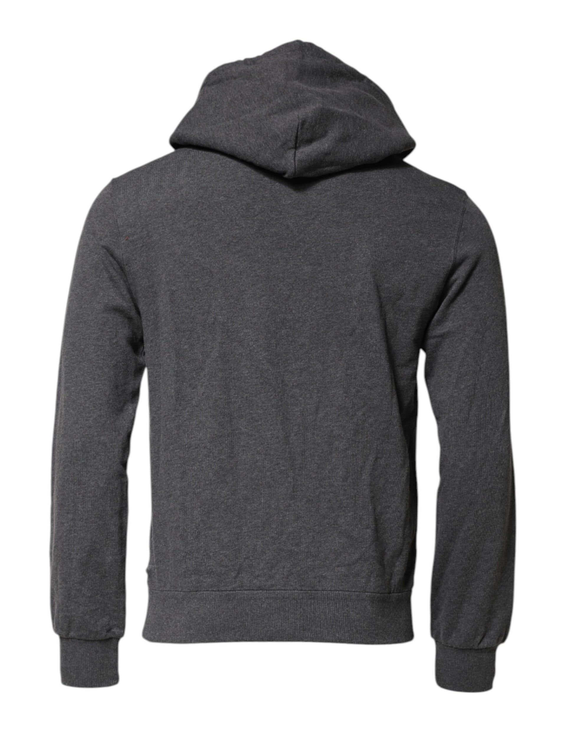 Dolce & Gabbana Gray Logo Patch Hooded Sweatshirt