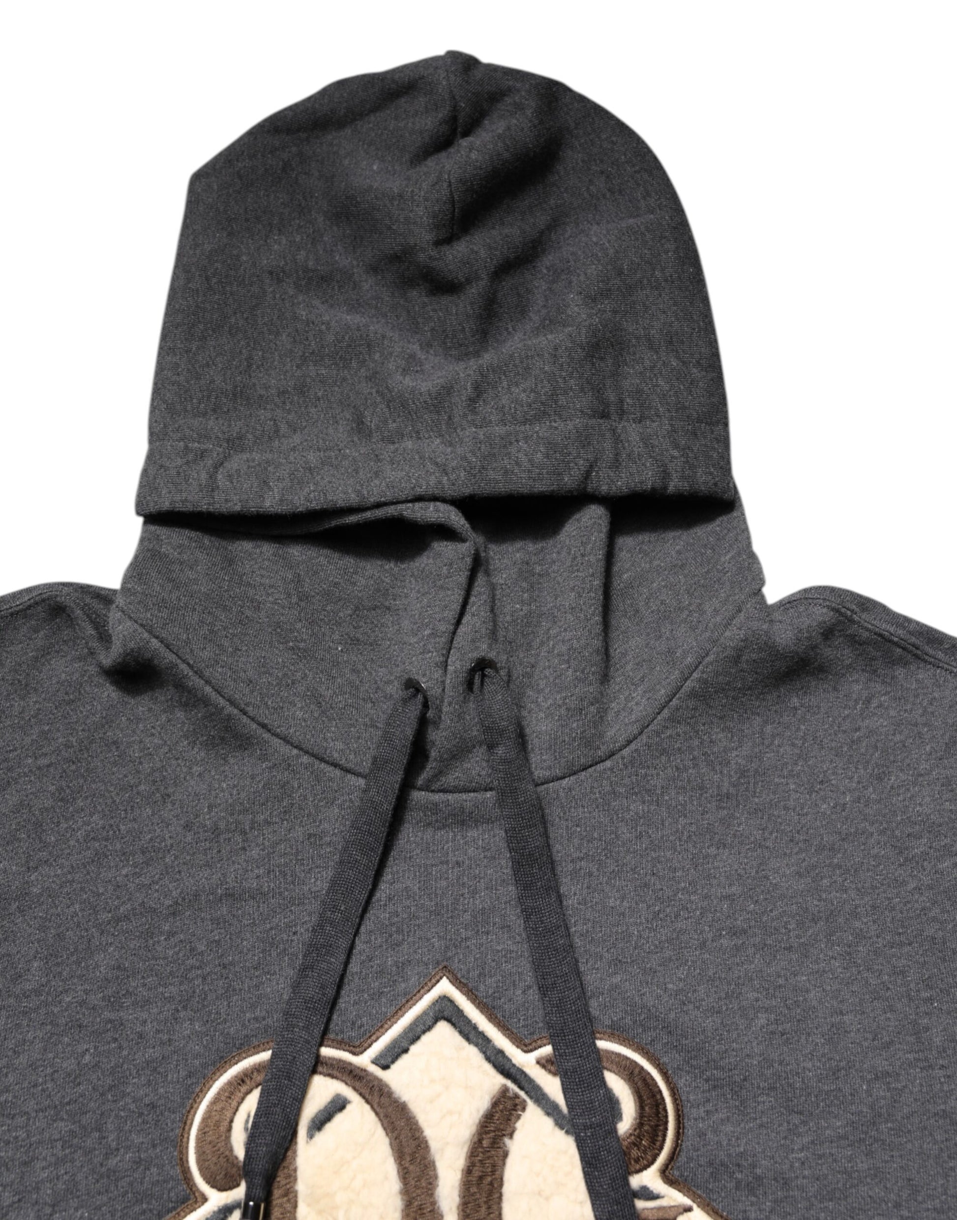 Dolce & Gabbana Gray Logo Patch Hooded Sweatshirt