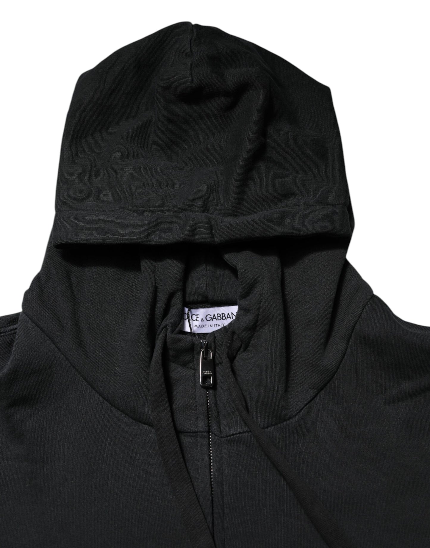 Dolce & Gabbana Black Logo Full Zip Hooded Men Sweatshirt Sweater