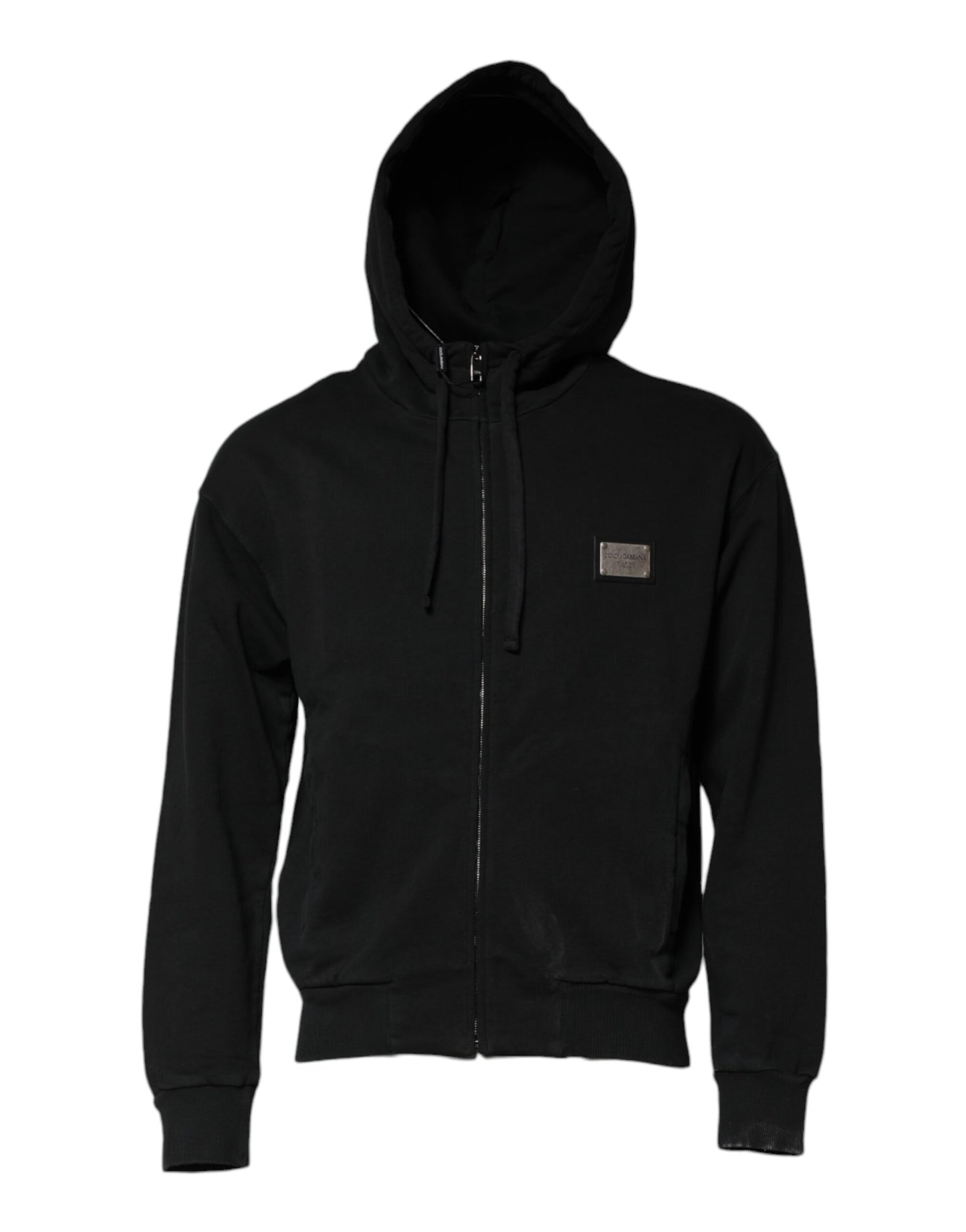 Dolce & Gabbana Black Logo Full Zip Hooded Sweatshirt for Men