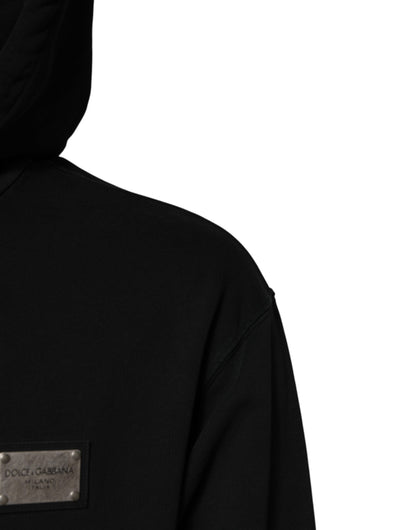 Dolce & Gabbana Black Logo Full Zip Hooded Sweatshirt for Men